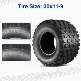 MaxAuto AT20x11-9 Sport ATV/UTV Tires 20x11x9 Quad Tires, 6PR Tubeless All Terrain UTV Tubeless Tire, 2 Pack