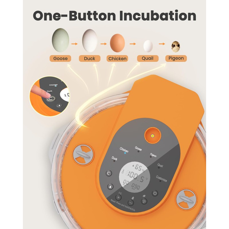 15 Egg Incubator with Side Water Refill, Auto Humidity Control,