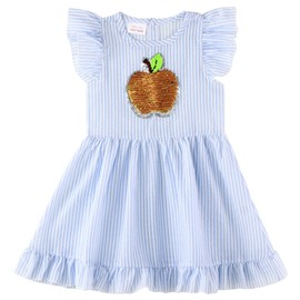 HH Family Back to School Outfits for Girls Kids Toddler Kindergarten Preschool Elementary Classroom Casual Dress (US, Numeric, 5, Regular, Apple Dress)