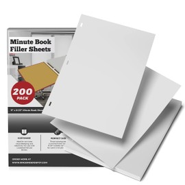 Performore 11 X 8.5 Inch Letter Size Minute Book Paper, 3 Hole Punched White Loose Leaf Minute Book Ledger Sheets, 200 Ledger Sheets for Record Keeping