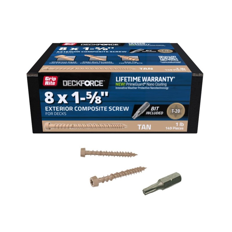 Grip-Rite DeckForce Exterior Composite Deck Screws for PVC and Composite