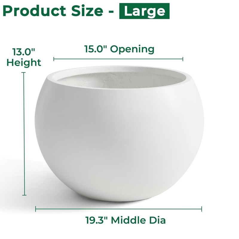 FloraFairy Fiberstone Sphere Planter, 19.3" Dia x 13" H Large