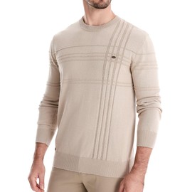Men's Cable Knit Pullover Sweater Classic Crewneck Sweater Soft Casual Sweaters with Ribbing Edge Darkgrey