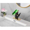 One Hole Bathroom Faucets LED Waterfall Spout Black and Gold