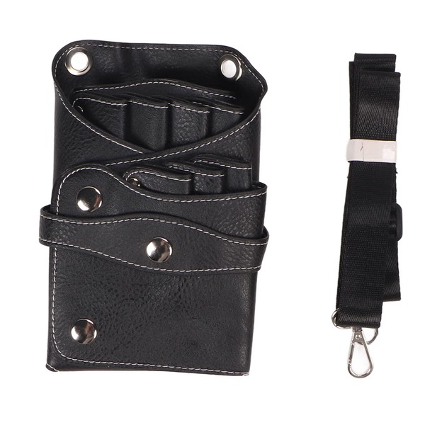 Hairdressing Scissors Bag, Double Layer Waterproof PU Leather Hairdressing Tool Bag with Belt Salon Hairdressing Scissors Holster Fashion Waist Bags for Salon Hairdressing Salon
