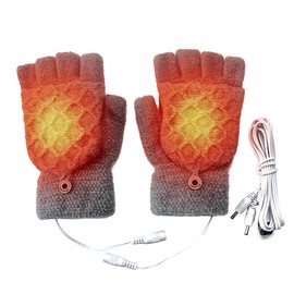 USB Heated Gloves for Women & Men, Full & Half Hands Heated Fingerless Gloves Winter Knit Texting Laptop Glove Hands Warmer