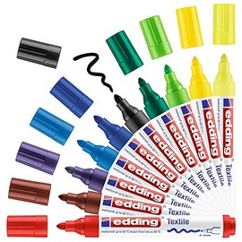 edding 4500 Textilmarker - 10 Farben im Set (Basic) - Rundspitze 2-3 mm - Textilstifte waschmaschinenfest (60 °C) zum Stoff bemalen - Stoffmalstift