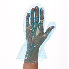 Hygostar Polyclassic Soft LDPE Gloves, Blue, 8/M, L: 28 cm, Foil Disposable Gloves, LDPE Gloves, Disposable Gloves, Transparent Gloves, Hygienic Gloves, Pack of 50