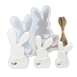 Duawenki Three Caring/Love Rabbits Shape Car Freshie Silicone Mold for Making Soap Aroma Beads Car Freshie, Pendant, Candle, Resin,Cement Gypsum Decorative Ornament