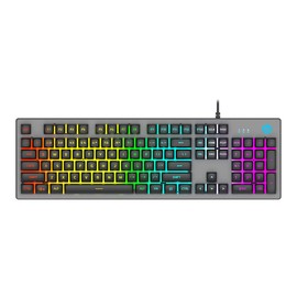 HP K500F Backlit Membrane Wired Gaming Keyboard with Mixed Color Lighting, Metal Panel with Logo Lighting, 26 Anti-Ghosting Keys,
