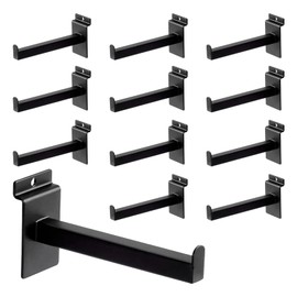 WETOECOTEC 6 Inch Square Tubing Slatwall Shelf Bracket , Heavy Duty Slat Wall Floating Shelf Bracket with Lip, Slatwall Accessories for Retail Display,Garage (12Pcs, Black)