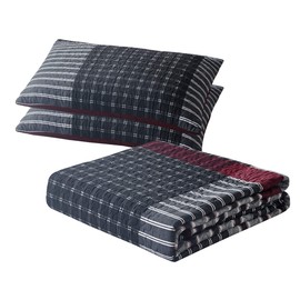 All American Collection New 3pc Plaid Printed Reversible Bedspread/Quilt Set (King/Cal King Size)