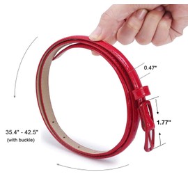 Selighting Women's Leather Belt Slim Women's Belt PU Leather for Dresses, red, Einheitsgröße