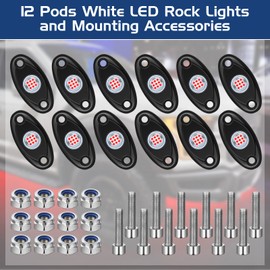 Macarrie 12 Pods Rock Lights LED Lights for Car SUV Underglow Lights Waterproof Neon Trail Rig Lamp Lighting for Truck Motorcycle Boat ATV UTV and More(Red)