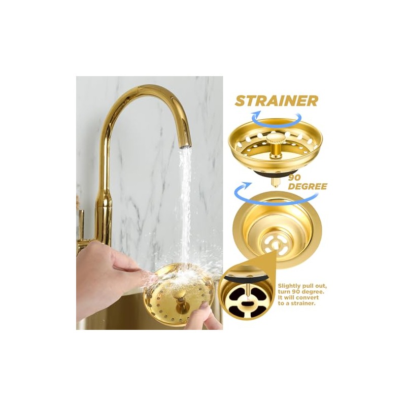 Norme 5 Pcs 3-1/2 Inch Kitchen Sink Drain Strainer Assembly