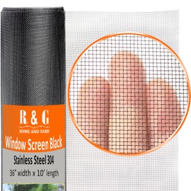 R & G HOME AND YARD R & G HOME AND YARD Black 36" X 10' Stainless Steel 304 Pet Proof Screen Mesh, 18 Mesh, 0.008" Diameter Wire
