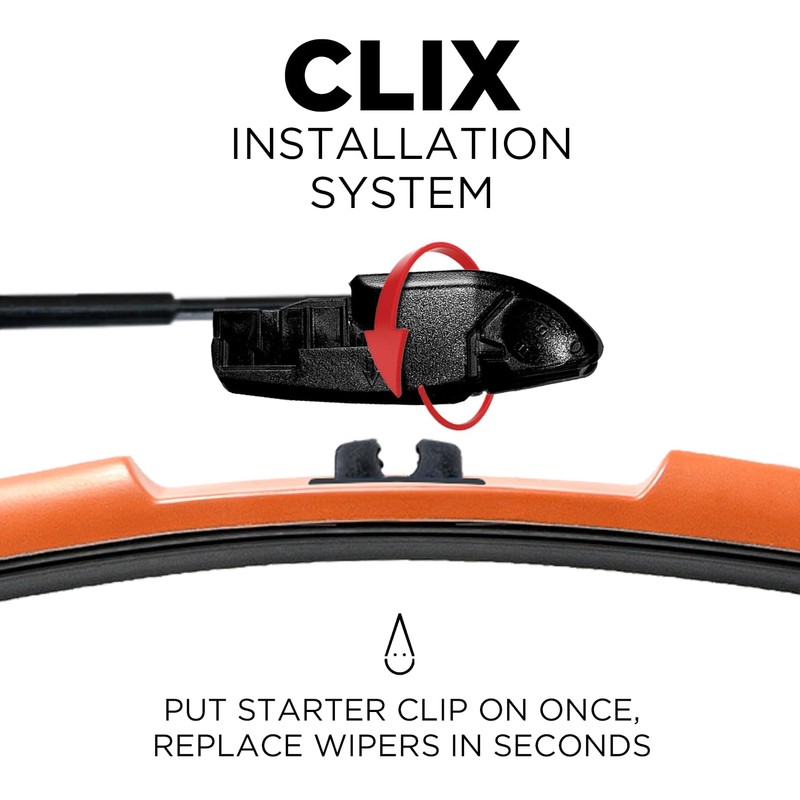 Clix Wipers - Jeep Wrangler & Gladiator (16"/16") Orange Windshield
