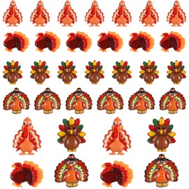 Cinnvoice 60 Pcs Turkey Charms Thanksgiving Craft Kit Resin Turkey Resin Flatback Craft Embellishment Hairpin Decoration Accessories for Thanksgiving DIY Making