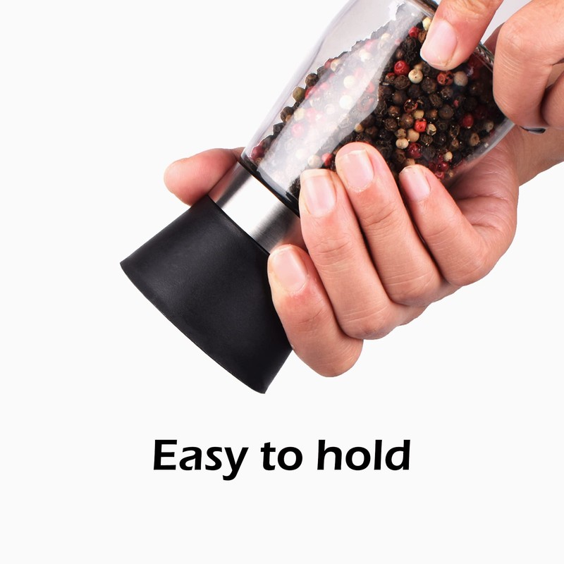 ErrandsHelper Salt and Pepper Grinder Shakers Set Spice Mill Refillable