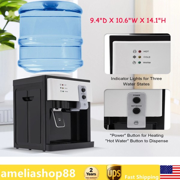 Unbranded 5 Gallon Top Loading Water Cooler Dispenser Countertop Hot+Cold