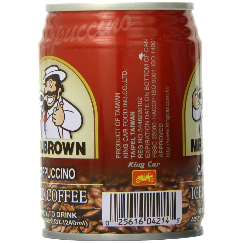 Mr. Brown Iced Coffee, Cappuccino, 8.12 Fl Oz (Pack of