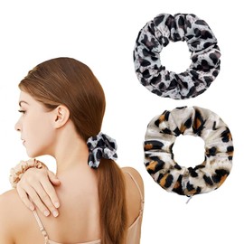 QEDBOJE Pack of 2 Premium Velvet Hair Bobbles Scrunchies for Women, Elastic Thick Bands, Soft Ropes, Ponytail Holder, Women Hair Accessories