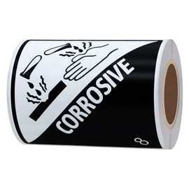 Hycodest Square Stickers Indication Labels Smart Tags Gloss Paper, 100 Stickers, 4x4 inch, Corrosive