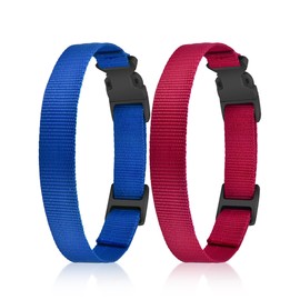 PetJoy Replacement Collar Strap for Bark Collar, Dog Replacement Collar for Shock Collar, E Collar Replacement Strap,8-27 Inches Adjustable Dog Collar (2-Pack Blue & Red)