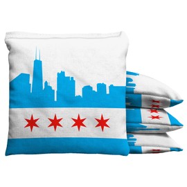 Baggo Chicago Skyline Cornhole 1 LB Bean Bag Toss Bags (Set of 8)