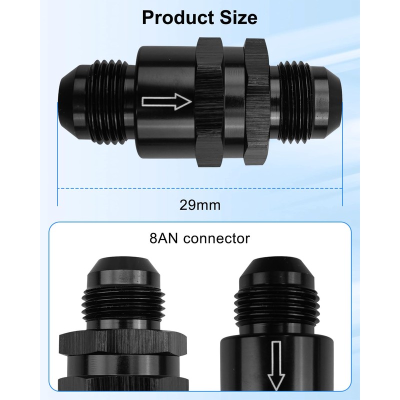 8AN Fuel Check Valve, Male 3/4-16 Thread Check Valve Assembly,