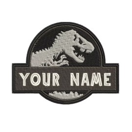 Athena Brands CHILD Custom Jurassic Park Dino Embroidered Name Tag Patch [IRON-ON] - YOUR NAME