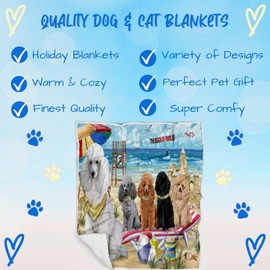 Doggie of the Day Poodle Dogs - Pet Friendly Beach - Dog Print, Dog Lovers Gift - Fleece, Sherpa & Tasseled Woven Durable Throw Blanket for Bed, 30x40 Fleece BLNKTB54992