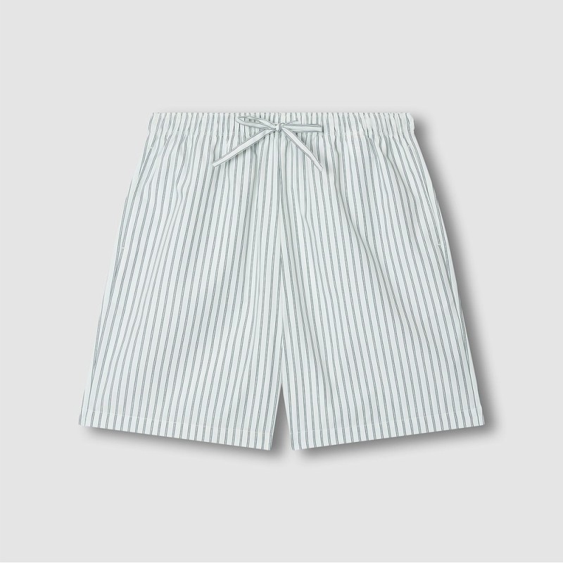 JAJU [JAJU] Men's Stripe 5-point Pajama Set_Dark Mint Grey