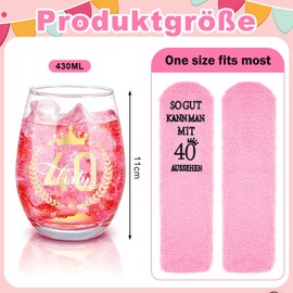 Nuenen Lustige Geschenke für Frauen zum 40. Geburtstag inklusive Weinglas mit Gravur zum 40. Geburtstag und 40. Geburtstagssocken Geschenk zum 40. Hochzeitstag Rotweingläser und Strümpfe für Damen