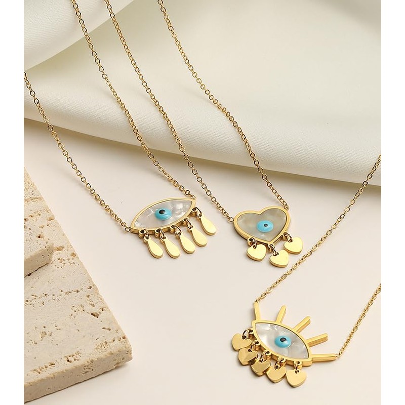 Evil Eye Necklace for Women Gold Tassel Evil Eye Choker