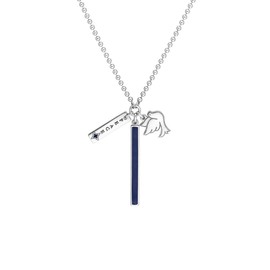 JewelryWeb 925 Sterling Silver Rhodium Plated Dark Blue Enml Bar Peace-Bar Dove Adjustable Necklace 20 Inch Pendant-Necklace for Women