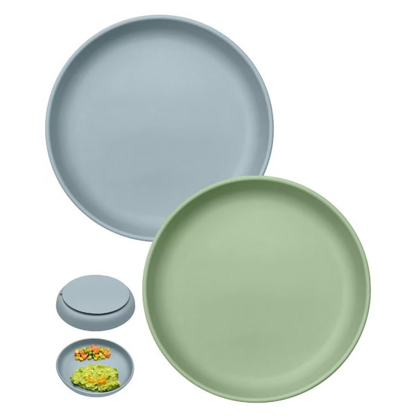 Qyeejong Classic Toddler Plates with Suction 2 Pcs, BPA Free