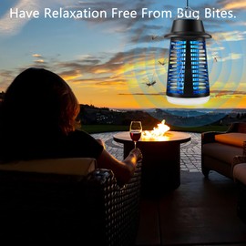 VECELO Bug Zapper Outdoor with LED Light, Plug in Mosquito Killer Lamp, Electric Mosquito Zapper, Insect Fly Zapper, Fly Traps for Outside Indoor Patio Backyard Garden, ABS Outer