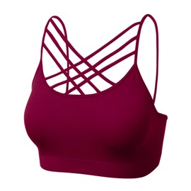 brasier deportivo para mujer con tirantes cruzados, bandeau sin aros, sin tirantes, 102-cabernet-1, CH-M