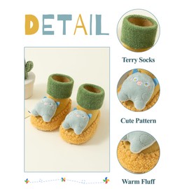 Happy Cherry Baby Toddler Sock Shoes Cute Animal Infant Boys Girls Cotton Slipper Breathable Lightweight Baby Crew Socks Yellow+Blue 0-6 Months