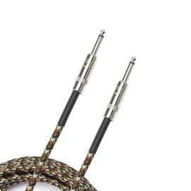 D’Addario Accessories Custom Series Braided Guitar Cable - Instrument Cable with Nickel Plated ¼ Inch Ends - Protects Guitar Cord Against Cuts, Kinking - 15 feet - Camo