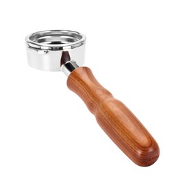 DIBTSA Bottomless Portafilter 58mm Compatible with Nuova Simonelli,with 304 Stainless Steel Head and Filter Basket and Wood Handle,Espresso Machine Parts