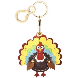 Leather Keychain Holder Case Compatible with AirTag,Cute Protective Cover with Keyring,Anti-Scratch Finder GPS Tracker Case for Wallet Keys,Bag,Pets(Turkey D)