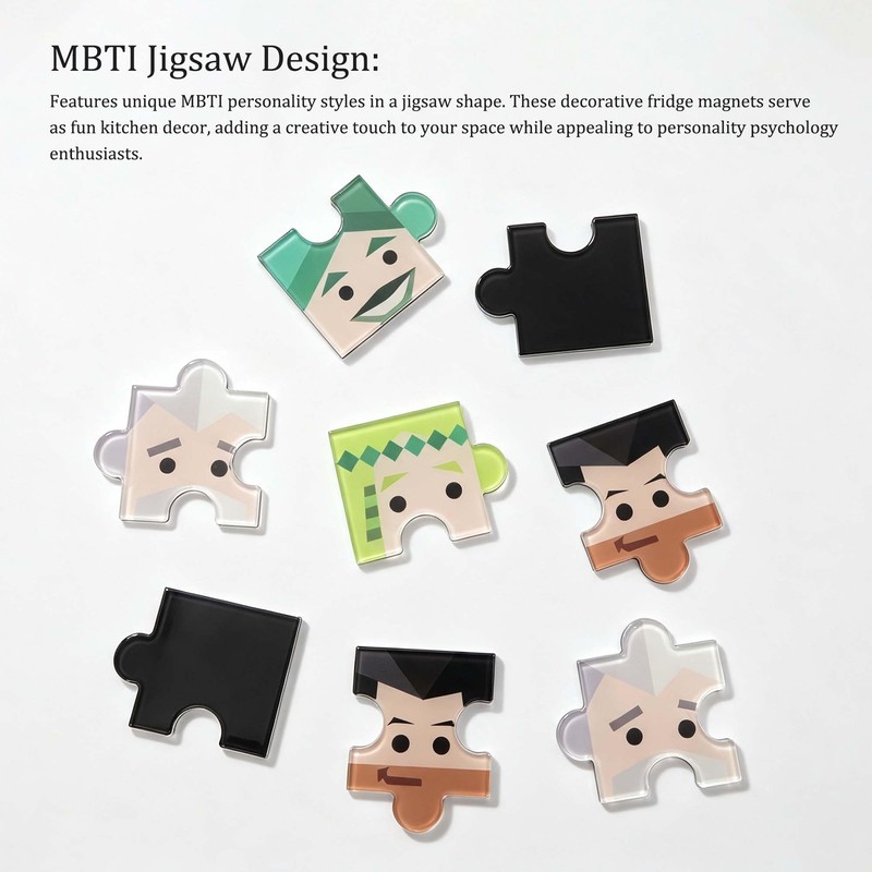 8 Pieces MBTI Personality Acrylic Jigsaw Shape Fridge Magnet