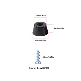 Pack of 20 Rubber Feet Anti Vibration Base Pad Stand YUTOU Rubber Feet Black Bumper Rubber Buffer with Metal Disc and Screws for Chopping Board Amplifier Cabinet Desk Couch (15 x 12 x 8 mm)