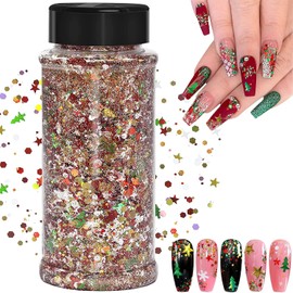 Christmas Glitter, 100 g Christmas Art Glitter Sequins, Epoxy Resin, Laser Snowflake Christmas Tree Flakes for Nails, Face, Make-up, Body, Glitter Festival Decoration (SD-01)