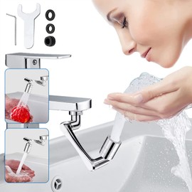 Tap Aerator Attachment, 1080° Rotatable Tap Aerator with Mixing Nozzle, 2 Jets, Water-Saving Screen Jet Regulator, Universal Aerators for Taps Kitchen/Bathroom