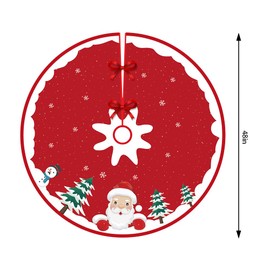 GORNNEW 48 Inch Christmas Tree Skirt, Festive Tree Base Cover for Holiday Party Decorations, Perfect for Home, Indoor and Outdoor Christmas Decor (Red)