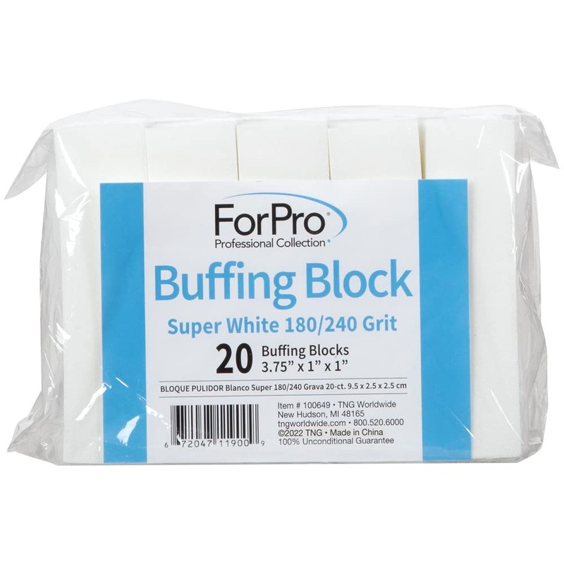 ForPro Professional Collection Buffing Block, Super White, 180/240 Grit, Four-Sided