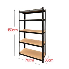 Garage Shelving Heavy Duty, 5 Level Steel Storage Shelves, Adjustable Metal Shelf Storage Unit Organizer System, Storage Rack for Home, Garage, Basement, Laundry, 150cmx70cmx30cm, (Black)